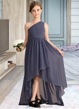 Load image into Gallery viewer, Evelin A-Line One-Shoulder Asymmetrical Chiffon Junior Bridesmaid Dress With Ruffle XXCP0013489