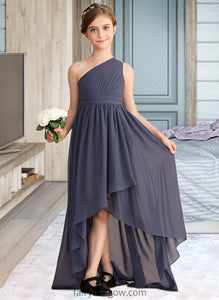 Evelin A-Line One-Shoulder Asymmetrical Chiffon Junior Bridesmaid Dress With Ruffle XXCP0013489