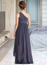 Load image into Gallery viewer, Evelin A-Line One-Shoulder Asymmetrical Chiffon Junior Bridesmaid Dress With Ruffle XXCP0013489