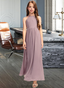 Amy A-Line Scoop Neck Floor-Length Chiffon Junior Bridesmaid Dress With Cascading Ruffles XXCP0013492