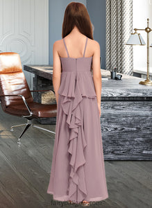 Amy A-Line Scoop Neck Floor-Length Chiffon Junior Bridesmaid Dress With Cascading Ruffles XXCP0013492