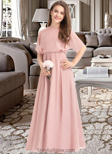 Gladys A-Line Scoop Neck Floor-Length Chiffon Junior Bridesmaid Dress XXCP0013493