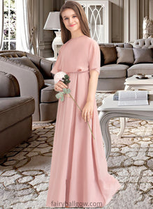 Gladys A-Line Scoop Neck Floor-Length Chiffon Junior Bridesmaid Dress XXCP0013493