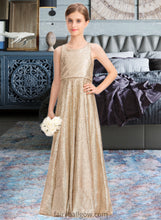 Load image into Gallery viewer, Amelie A-Line Scoop Neck Floor-Length Sequined Junior Bridesmaid Dress XXCP0013495