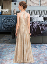 Load image into Gallery viewer, Amelie A-Line Scoop Neck Floor-Length Sequined Junior Bridesmaid Dress XXCP0013495