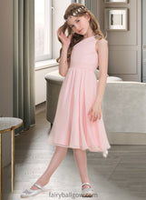 Load image into Gallery viewer, Noemi A-Line One-Shoulder Knee-Length Chiffon Junior Bridesmaid Dress With Ruffle XXCP0013499