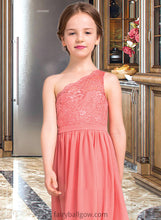 Load image into Gallery viewer, Emma A-Line One-Shoulder Floor-Length Chiffon Lace Junior Bridesmaid Dress XXCP0013500