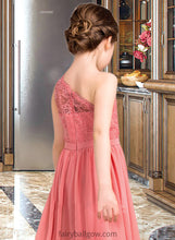 Load image into Gallery viewer, Emma A-Line One-Shoulder Floor-Length Chiffon Lace Junior Bridesmaid Dress XXCP0013500