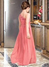 Load image into Gallery viewer, Emma A-Line One-Shoulder Floor-Length Chiffon Lace Junior Bridesmaid Dress XXCP0013500