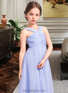 Luciana A-Line V-neck Floor-Length Chiffon Junior Bridesmaid Dress With Ruffle XXCP0013501