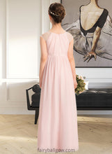 Load image into Gallery viewer, Carley A-Line Scoop Neck Floor-Length Chiffon Junior Bridesmaid Dress With Beading Sequins XXCP0013507