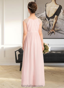 Carley A-Line Scoop Neck Floor-Length Chiffon Junior Bridesmaid Dress With Beading Sequins XXCP0013507