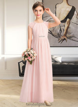 Load image into Gallery viewer, Carley A-Line Scoop Neck Floor-Length Chiffon Junior Bridesmaid Dress With Beading Sequins XXCP0013507