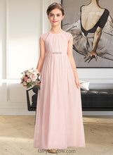 Load image into Gallery viewer, Carley A-Line Scoop Neck Floor-Length Chiffon Junior Bridesmaid Dress With Beading Sequins XXCP0013507