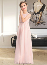 Load image into Gallery viewer, Carley A-Line Scoop Neck Floor-Length Chiffon Junior Bridesmaid Dress With Beading Sequins XXCP0013507