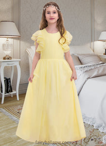 Lilliana A-LineScoopNeckFloor-LengthChiffonJuniorBridesmaidDressWithRuffleCascadingRuffles#123850 XXCP0013508