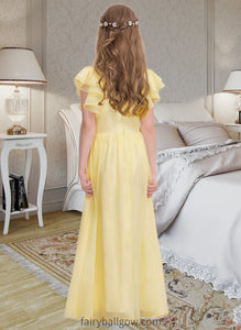 Lilliana A-LineScoopNeckFloor-LengthChiffonJuniorBridesmaidDressWithRuffleCascadingRuffles#123850 XXCP0013508