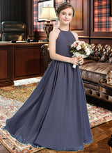 Load image into Gallery viewer, Noemi A-Line Scoop Neck Floor-Length Chiffon Junior Bridesmaid Dress With Ruffle XXCP0013516