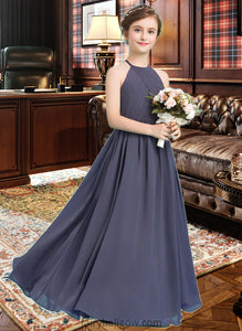 Noemi A-Line Scoop Neck Floor-Length Chiffon Junior Bridesmaid Dress With Ruffle XXCP0013516