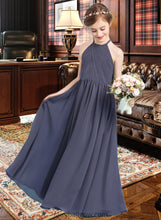 Load image into Gallery viewer, Noemi A-Line Scoop Neck Floor-Length Chiffon Junior Bridesmaid Dress With Ruffle XXCP0013516