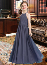 Load image into Gallery viewer, Noemi A-Line Scoop Neck Floor-Length Chiffon Junior Bridesmaid Dress With Ruffle XXCP0013516