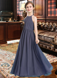 Noemi A-Line Scoop Neck Floor-Length Chiffon Junior Bridesmaid Dress With Ruffle XXCP0013516