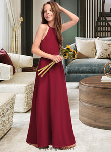 Maci A-Line Scoop Neck Floor-Length Chiffon Junior Bridesmaid Dress XXCP0013519