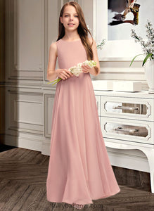 Katie A-Line Scoop Neck Floor-Length Chiffon Junior Bridesmaid Dress With Bow(s) XXCP0013520