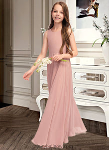 Katie A-Line Scoop Neck Floor-Length Chiffon Junior Bridesmaid Dress With Bow(s) XXCP0013520