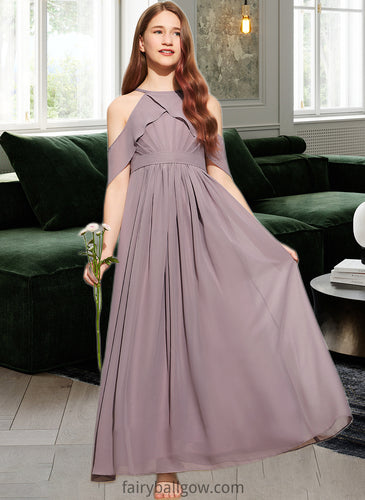 Morgan A-Line Scoop Neck Floor-Length Chiffon Junior Bridesmaid Dress With Ruffle XXCP0013521