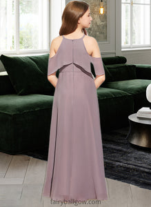 Morgan A-Line Scoop Neck Floor-Length Chiffon Junior Bridesmaid Dress With Ruffle XXCP0013521