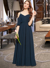 Load image into Gallery viewer, Helen A-Line Off-the-Shoulder Floor-Length Chiffon Junior Bridesmaid Dress With Ruffle XXCP0013524