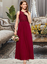 Load image into Gallery viewer, Lydia A-Line Scoop Neck Floor-Length Chiffon Lace Junior Bridesmaid Dress With Sequins XXCP0013525