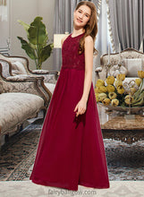 Load image into Gallery viewer, Lydia A-Line Scoop Neck Floor-Length Chiffon Lace Junior Bridesmaid Dress With Sequins XXCP0013525