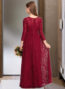 Tamara A-Line Scoop Neck Floor-Length Lace Junior Bridesmaid Dress XXCP0013529