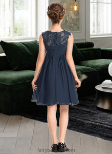 Alexandria Empire Scoop Neck Knee-Length Chiffon Lace Junior Bridesmaid Dress With Ruffle Beading Sequins XXCP0013532