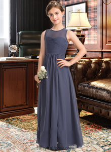 Lailah A-Line Scoop Neck Floor-Length Chiffon Junior Bridesmaid Dress With Ruffle XXCP0013533