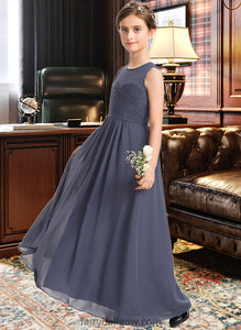 Lailah A-Line Scoop Neck Floor-Length Chiffon Junior Bridesmaid Dress With Ruffle XXCP0013533