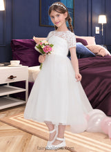 Load image into Gallery viewer, Stephany A-Line Scoop Neck Tea-Length Tulle Junior Bridesmaid Dress XXCP0013535