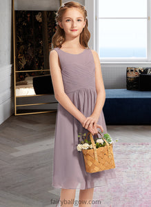 Kinley A-Line Scoop Neck Knee-Length Chiffon Junior Bridesmaid Dress With Ruffle XXCP0013537