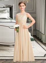 Load image into Gallery viewer, Alivia A-Line Scoop Neck Floor-Length Chiffon Lace Junior Bridesmaid Dress XXCP0013539