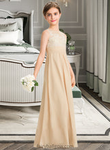 Load image into Gallery viewer, Alivia A-Line Scoop Neck Floor-Length Chiffon Lace Junior Bridesmaid Dress XXCP0013539