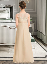 Load image into Gallery viewer, Alivia A-Line Scoop Neck Floor-Length Chiffon Lace Junior Bridesmaid Dress XXCP0013539