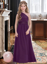 Load image into Gallery viewer, LuLu A-Line One-Shoulder Floor-Length Chiffon Junior Bridesmaid Dress With Ruffle XXCP0013544