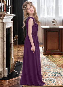 LuLu A-Line One-Shoulder Floor-Length Chiffon Junior Bridesmaid Dress With Ruffle XXCP0013544