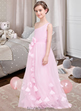 Load image into Gallery viewer, Natalee A-Line One-Shoulder Floor-Length Tulle Junior Bridesmaid Dress With Ruffle Flower(s) XXCP0013546