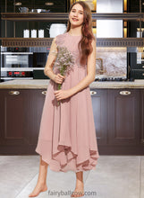 Load image into Gallery viewer, Lorelei A-Line Scoop Neck Tea-Length Chiffon Lace Junior Bridesmaid Dress XXCP0013547