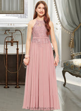 Load image into Gallery viewer, Damaris A-Line Scoop Neck Floor-Length Chiffon Lace Junior Bridesmaid Dress XXCP0013549