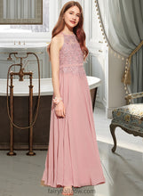 Load image into Gallery viewer, Damaris A-Line Scoop Neck Floor-Length Chiffon Lace Junior Bridesmaid Dress XXCP0013549