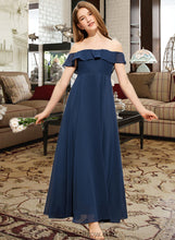 Load image into Gallery viewer, Nathalie A-Line Off-the-Shoulder Floor-Length Chiffon Junior Bridesmaid Dress XXCP0013551